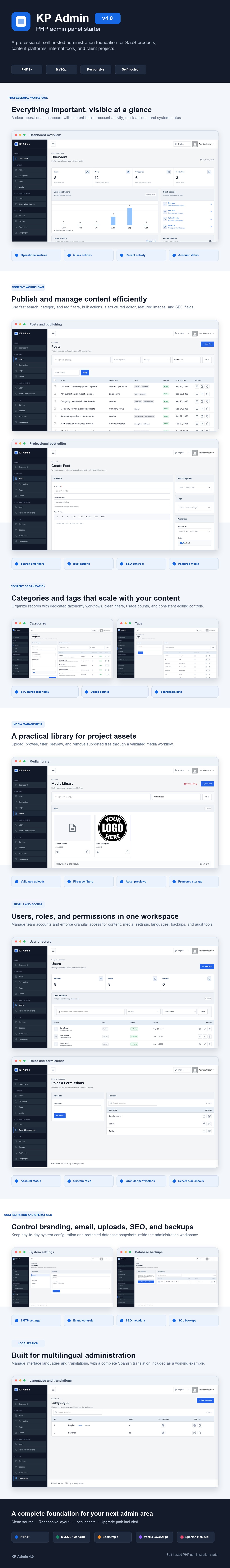KP Admin - PHP Admin Panel Starter