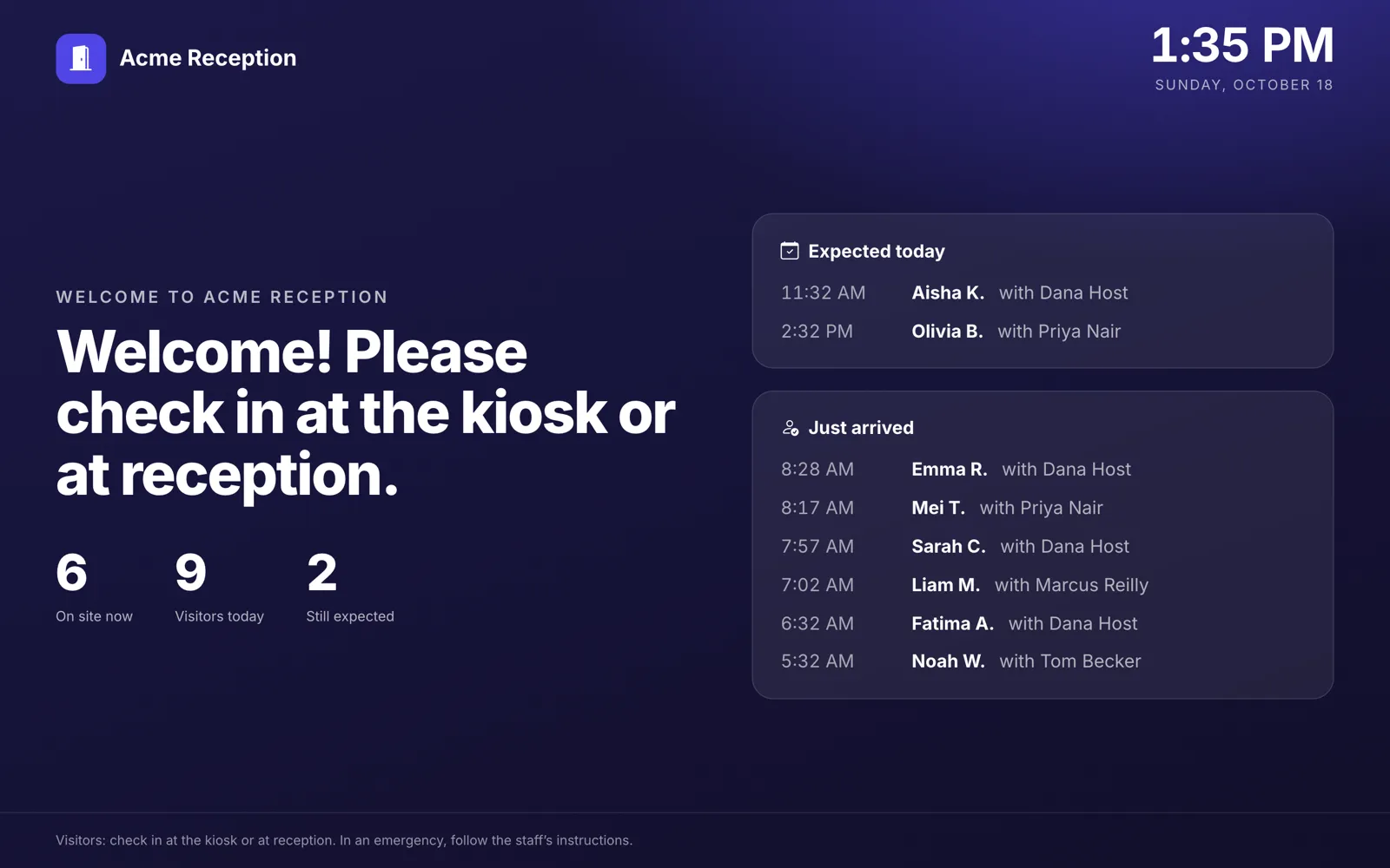 Lobby screen