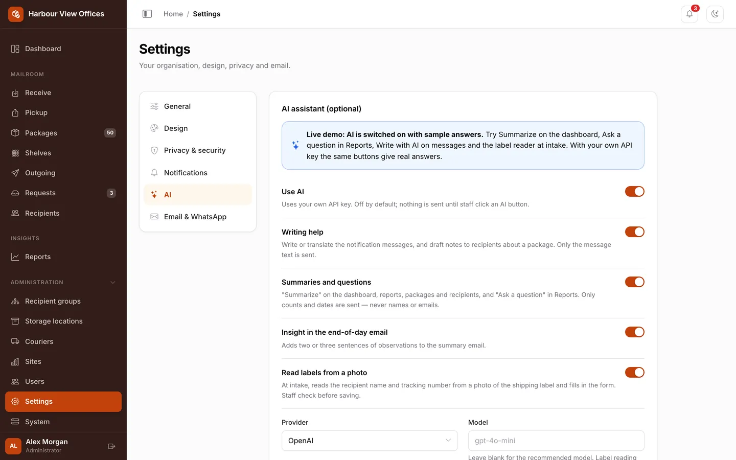 AI settings